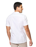Camisas Para Hombre Bobois Moda Casuales Jackard De Manga Corta Cuello Abierto Relaxed Fit B41378 Blanco