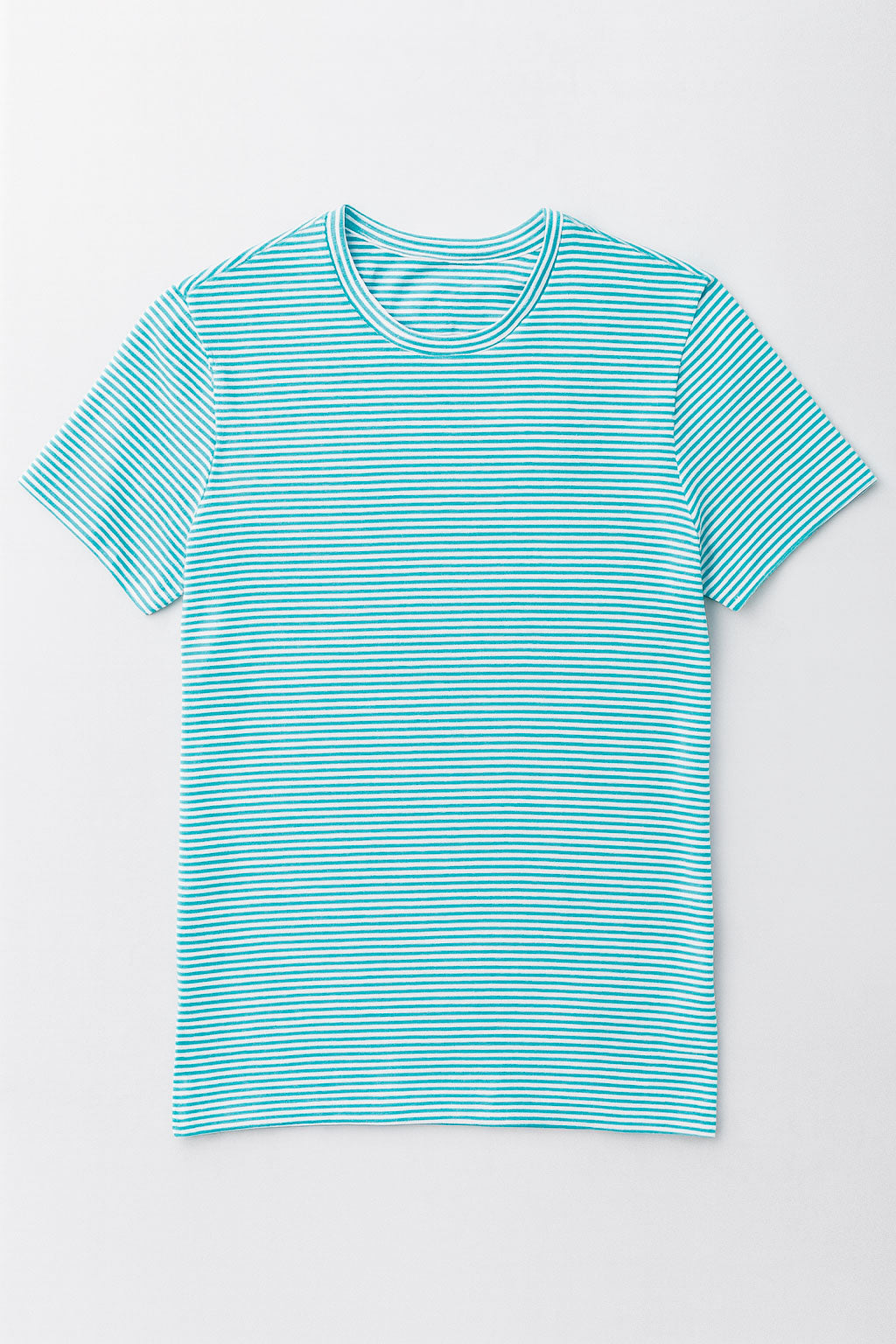 Playeras Para Hombre De Manga Corta Con Estampado De Micro Rayas A41111 Aqua