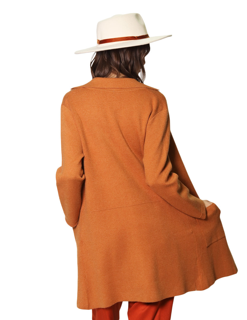 Sueteres Para Mujer Largo Abierto Tipo Gabardina O43205 Ocre