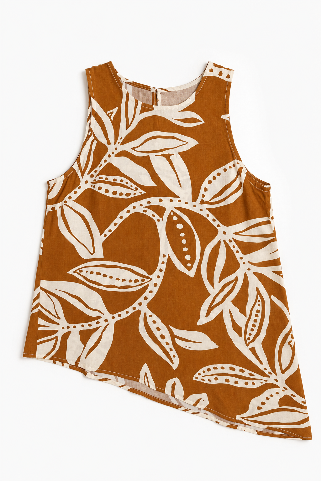 Blusas Para Mujer Fresca Ligera Asimetrica Sin Mangas N61119 Camel