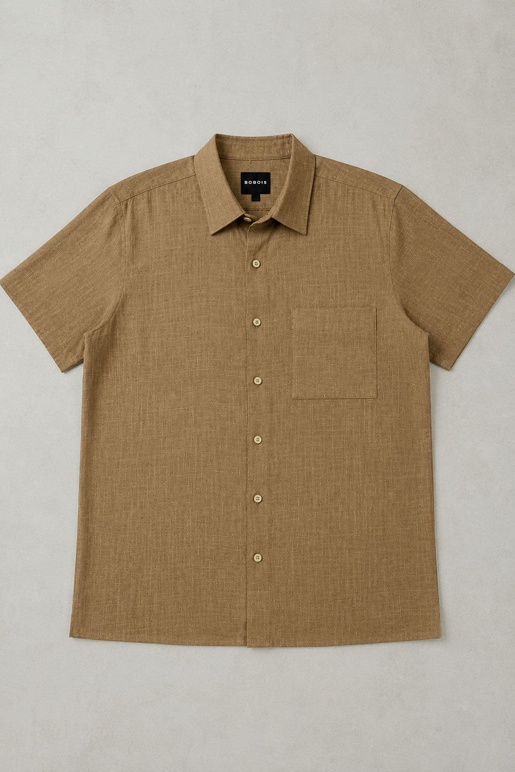 Camisas Para Hombre Manga Corta Albatros Tipo Lino Semi Recta B61561 Cocoa