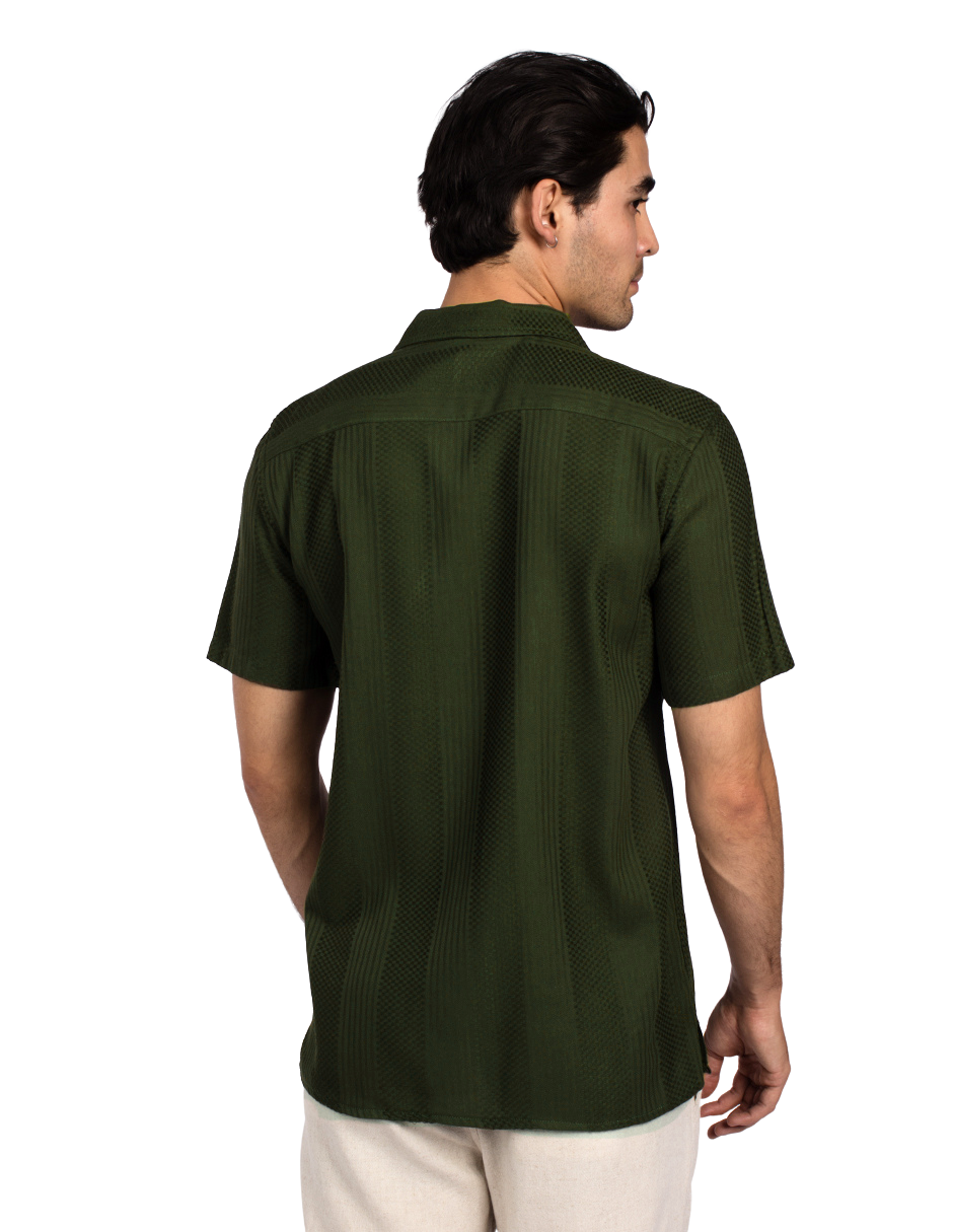 Camisas Para Hombre Jacquard Relaxed Fit B51363 Militar