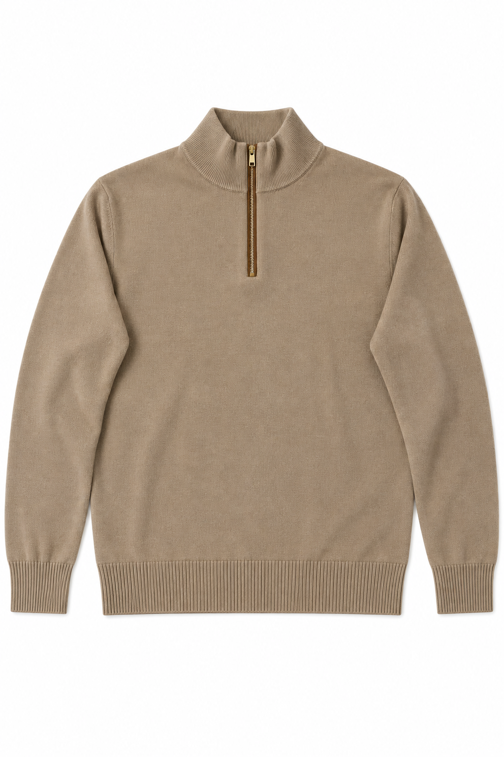 Suéteres Para Hombre Cuello Alto y Cremallera De Punto Fino E65302 Moca