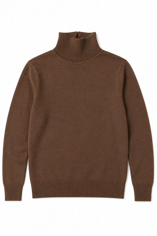 Suéteres Para Hombre Cuello Tortuga De Punto Fino E65303 Chocolate