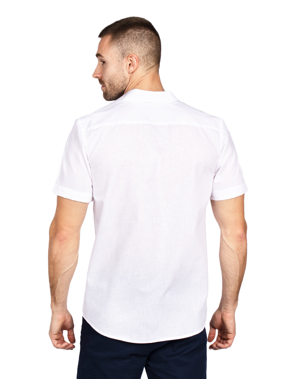 Camisas Para Hombre Estilo Lino B51365 Blanco