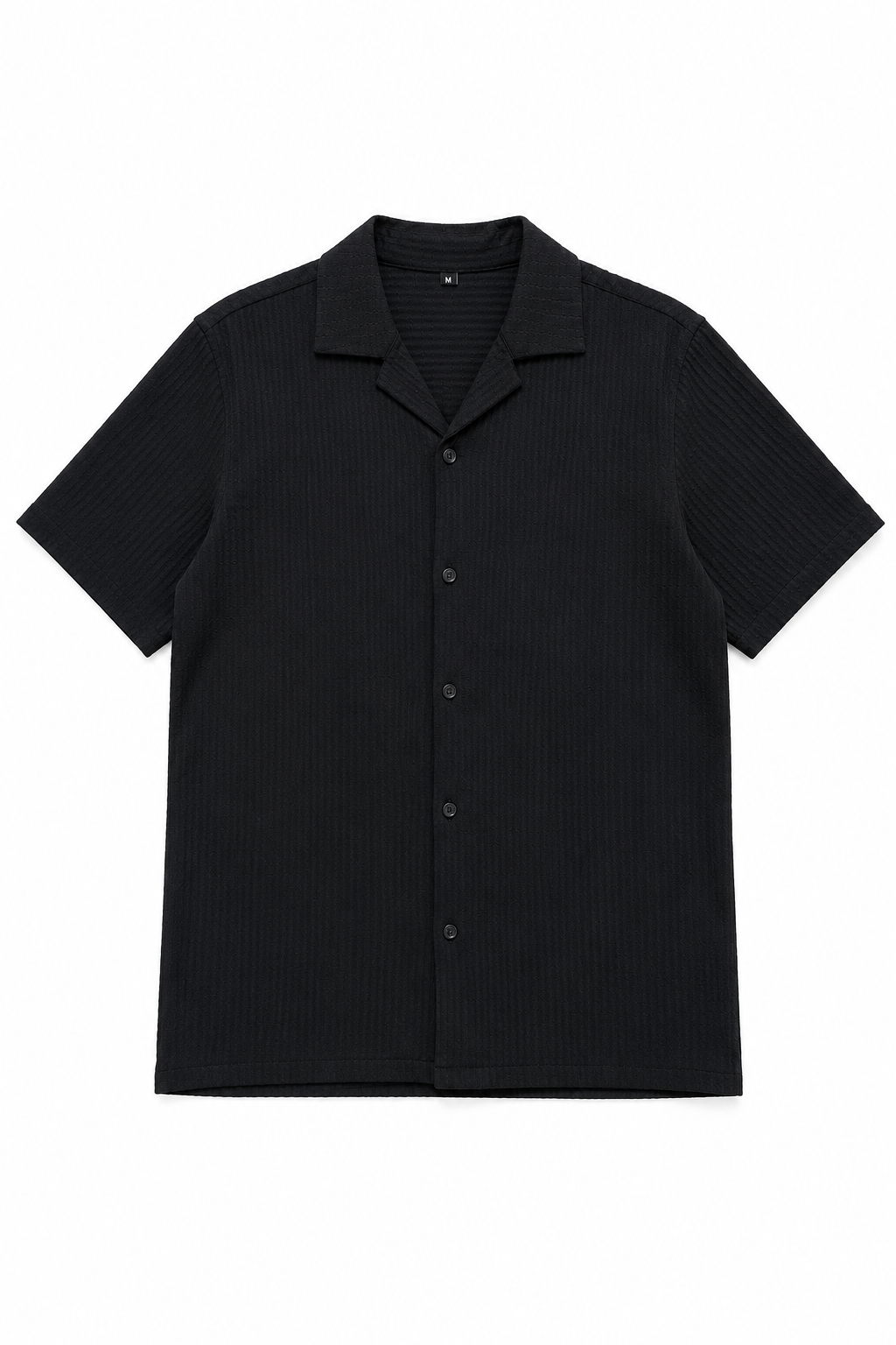 Camisas Para Hombre Manga Corta Tejido Tableado B65453 Negro