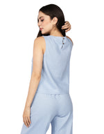 Blusas Para Mujer Tipo Lino Comoda Sin Mangas N51144 Azul