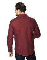 Camisas Para Hombre Manga Larga Mate Textura B45301 Vino