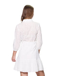 Vestidos Para Mujer Bobois Moda Casuales Corto Midi Bordado Manga Larga S31151 Blanco