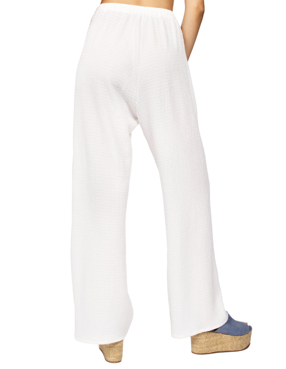 Pantalones Para Mujer Con Jareta Corrugado W51118 Blanco