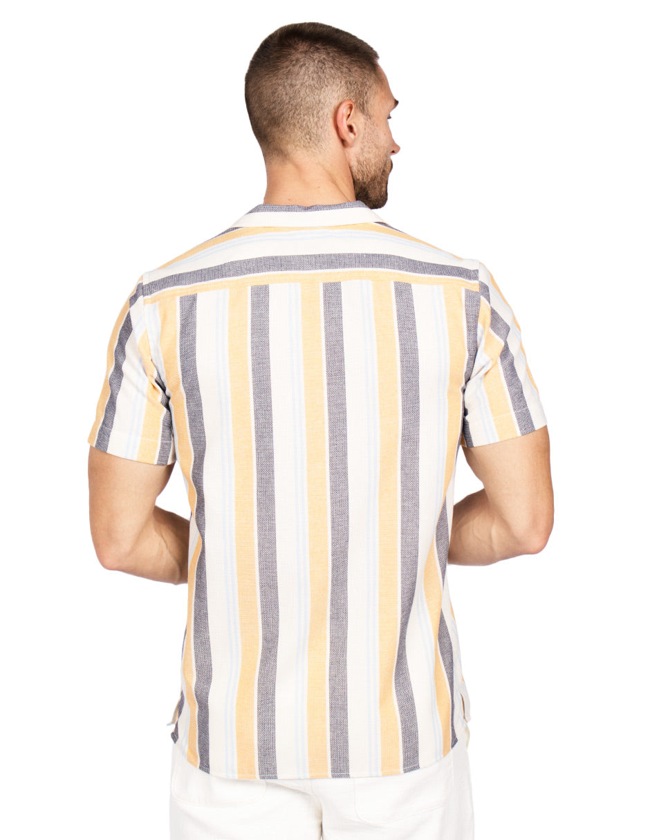 Camisas Para Hombre Resort Estampada B51364 Mostaza