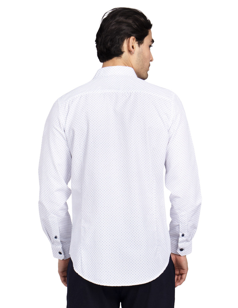 Camisas Para Hombre Slim Fit Microcuadros B51312 Blanco