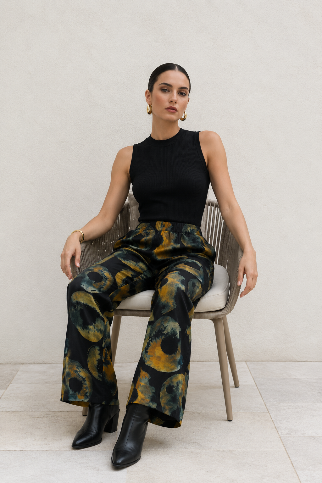 Pantalones Para Mujer Amplio Ligero con Forro W63100 Negro