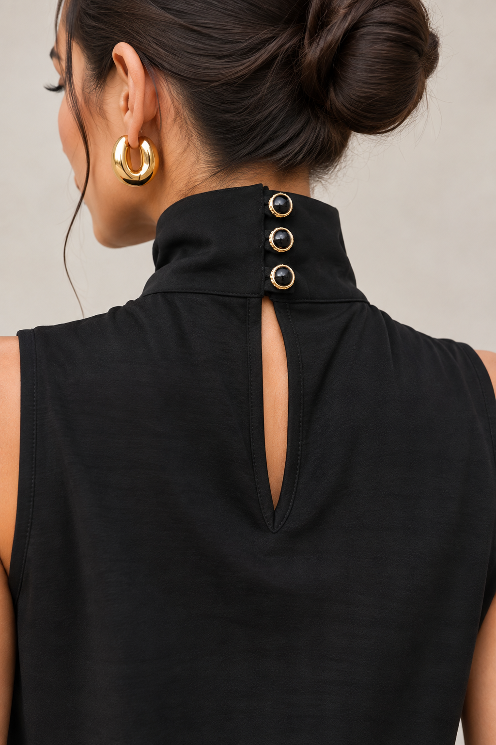 Blusas Para Mujer Blusón Sin Mangas Cuello Alto Corte Asimétrico N63138 Negro