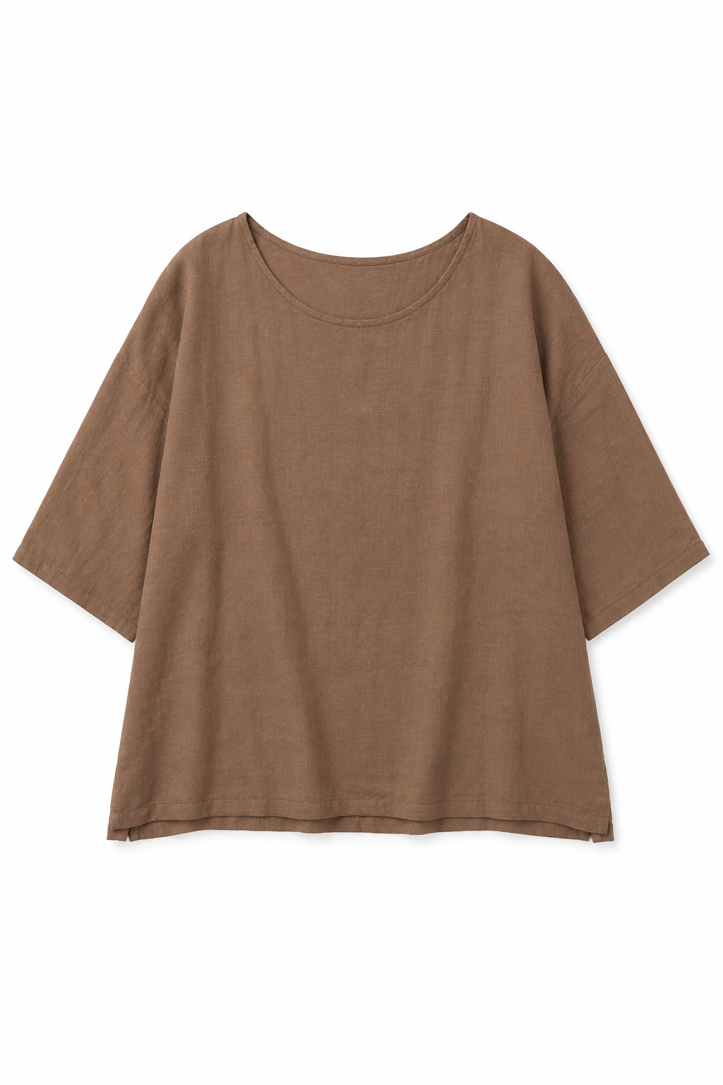 Blusas Para Mujer Cuello Barco Oversize Tipo Lino N61153 Cocoa