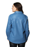 Chamarras Para Mujer Chaqueta Camisola De Piel Vegana Con Bolsas Q33201 Azul