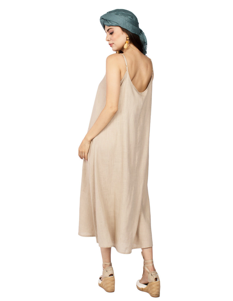 Vestidos Para Mujer Largo Amplio De Tirantes S51120 Arena