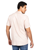 Camisas Para Hombre Estilo Lino Liso B51372 Rosa Palo