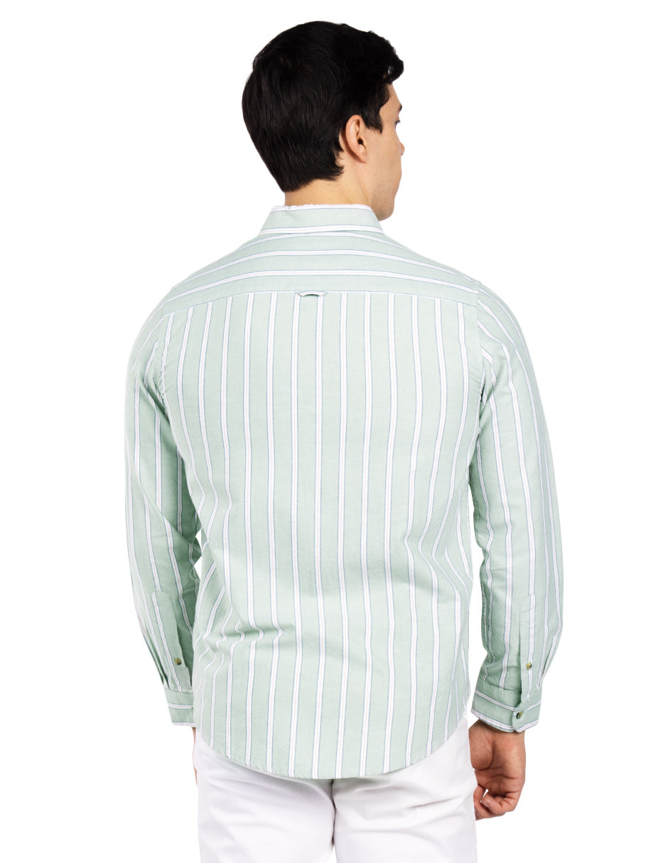 Camisas Para Hombre Regular Fit Oxford B51115 Verde