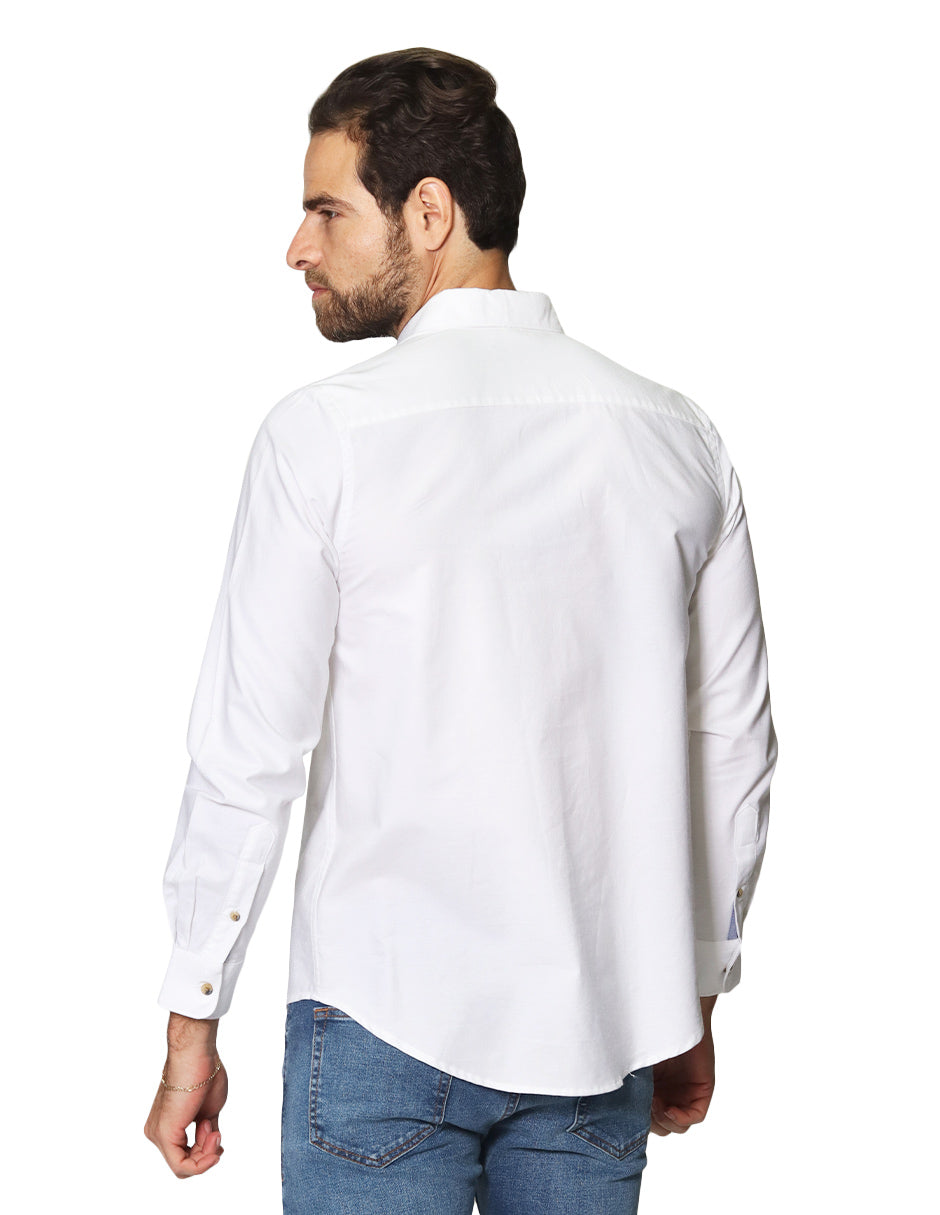 Camisas Para Hombre Regular Fit Oxford B51111 Blanco