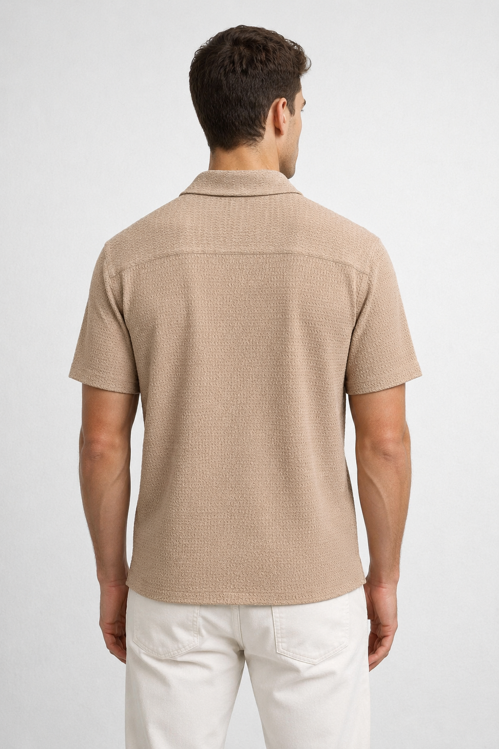 Camisa para Hombre Manga Corta Super Stretch Antiarrugas B61452 Kaki