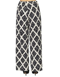 Pantalones Para Mujer Bobois Moda Casuales Corrugado De Tiro Alto Acampanado Con Estampado Geometrico W41106 Unico