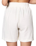 Shorts Para Mujer Bobois Moda Casuales Liso De Tiro Alto Tipo Lino Y41107 Hueso