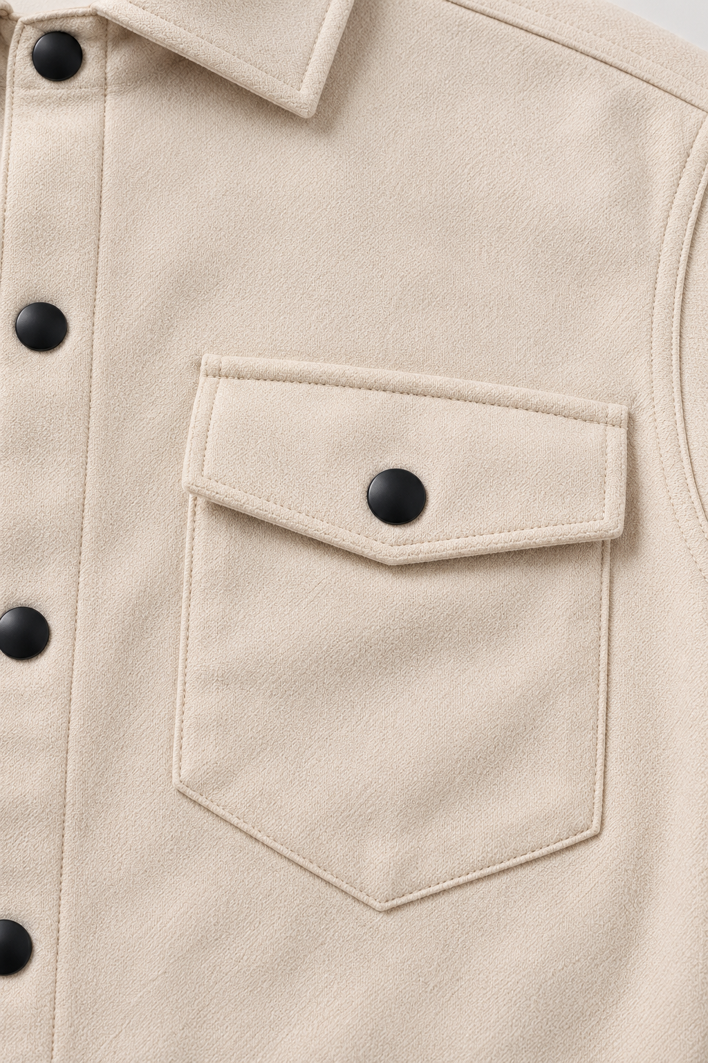 Sobrecamisas Para Hombre Suede De Doble Bolsillo Con Tapa B65413 Hueso