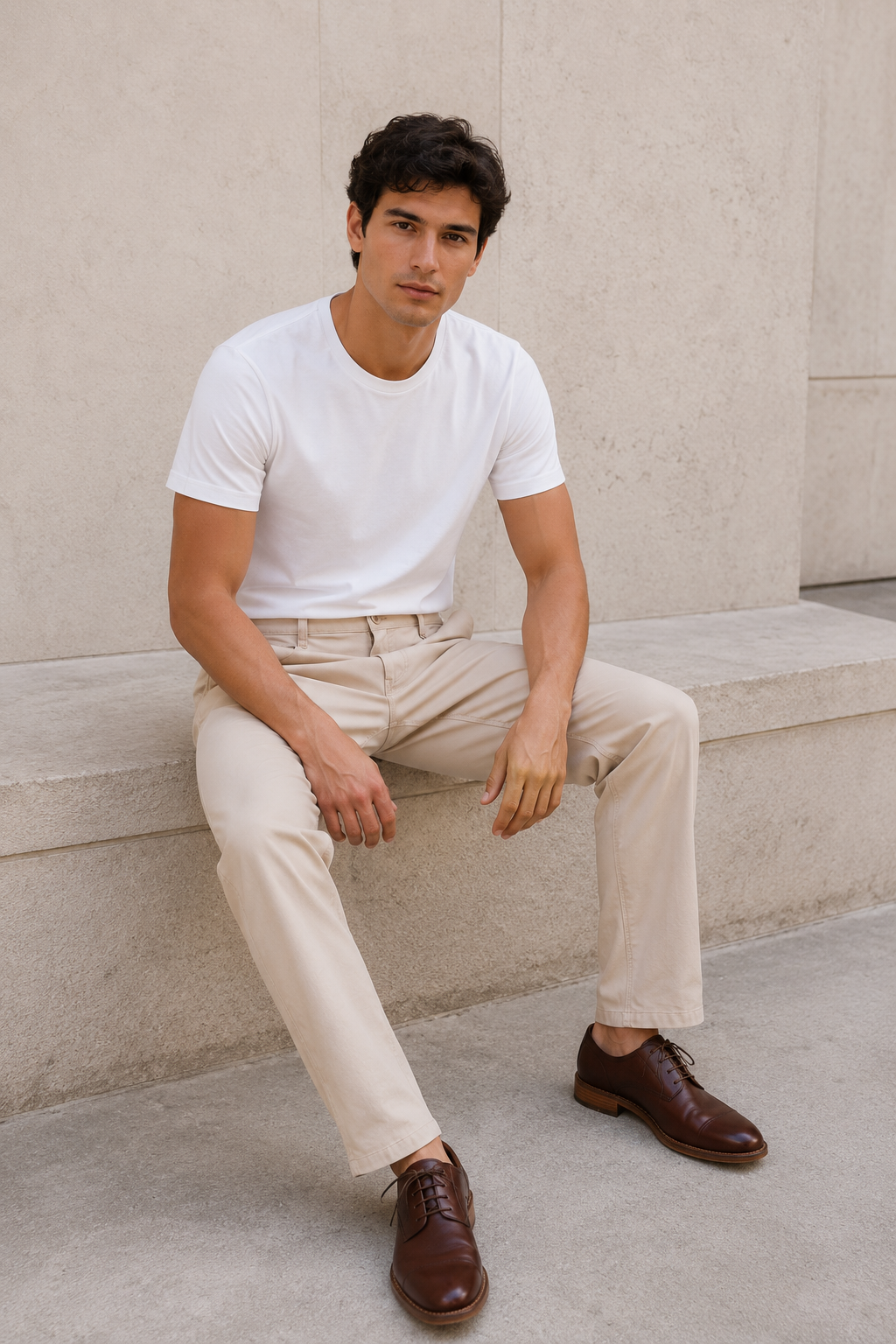 Pantalones Para Hombre Formal Casual Regular Fit GFIVE Beige