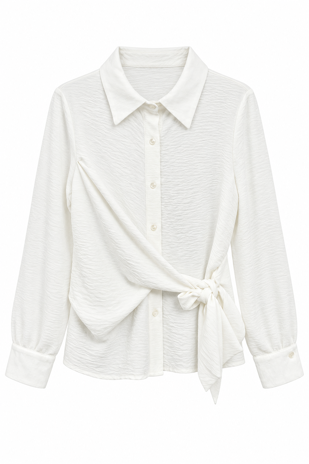 Blusas Para Mujer Tipo Camisa, Botones Frontales Y Diseño Cruzado Con Amarre N63133 Blanco