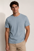 Playera para Hombre Cuello Redondo de Algodón Stretch A61402 Cielo
