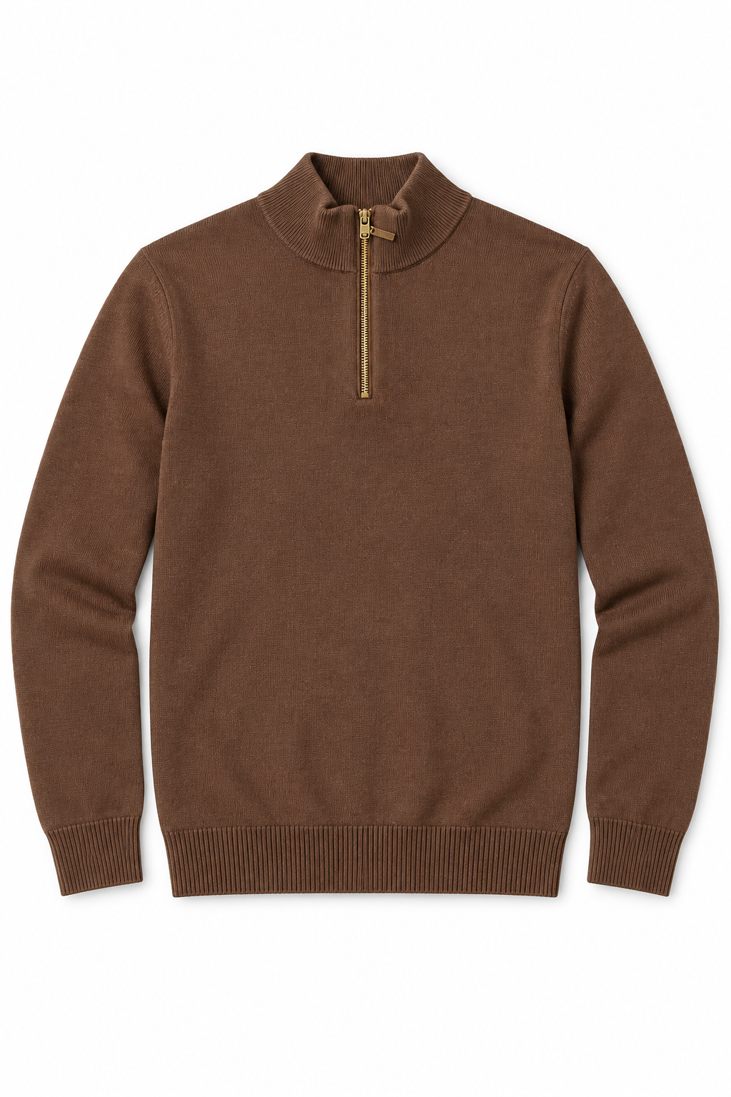 Suéteres Para Hombre Cuello Alto y Cremallera De Punto Fino E65302 Chocolate