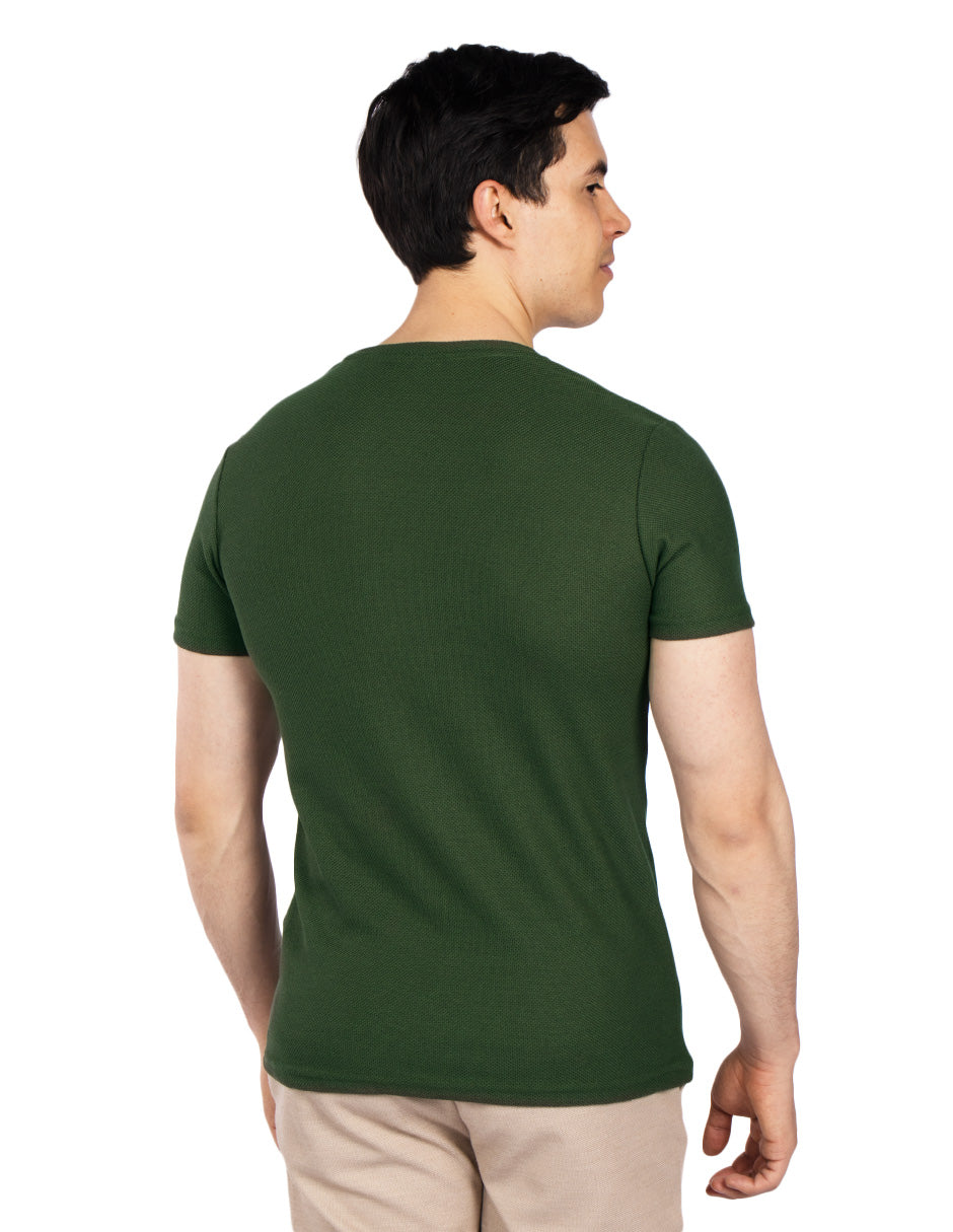 Playeras Para Hombre Slim Fit Textura A51303 Militar