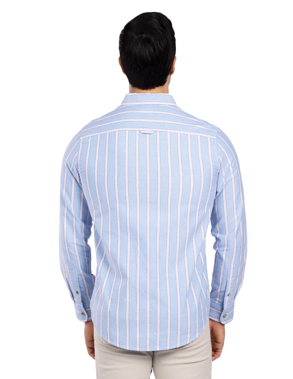 Camisas Para Hombre Regular Fit Oxford B51115 Azul