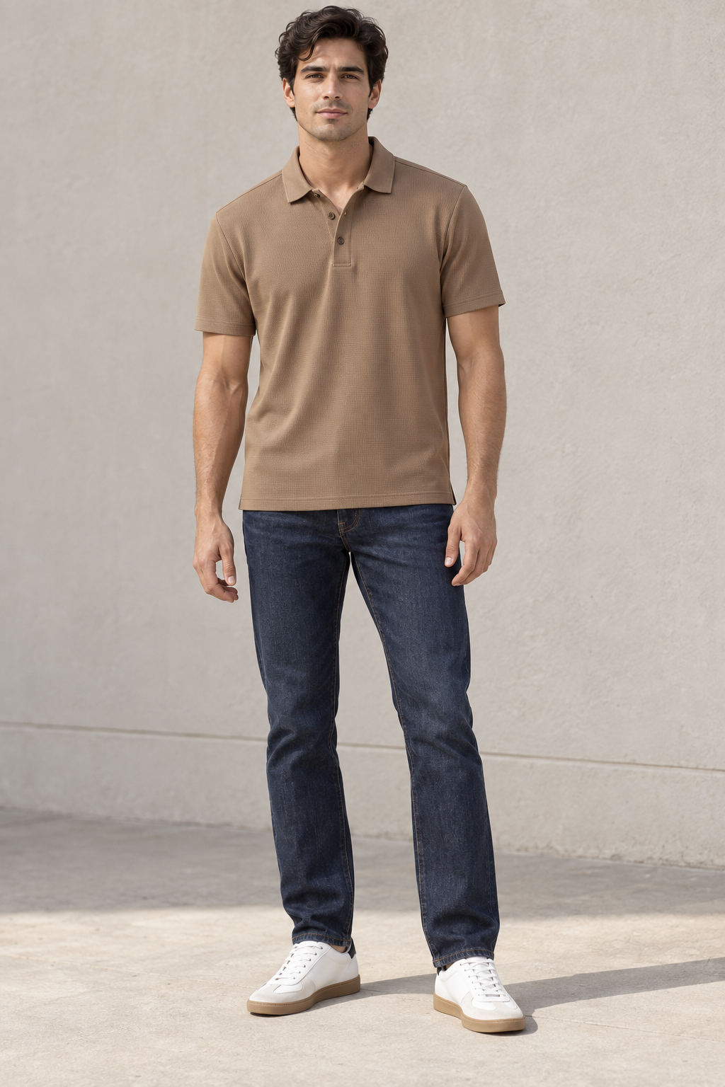 Playera Polo para Hombre Piqué Super Stretch Transpirable A61411 Camel