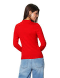 Sueteres Para Mujer Liso De Cuello Alto O43202 Rojo