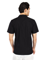 Camisas Para Hombre Jacquard De Manga Corta B51361 Negro