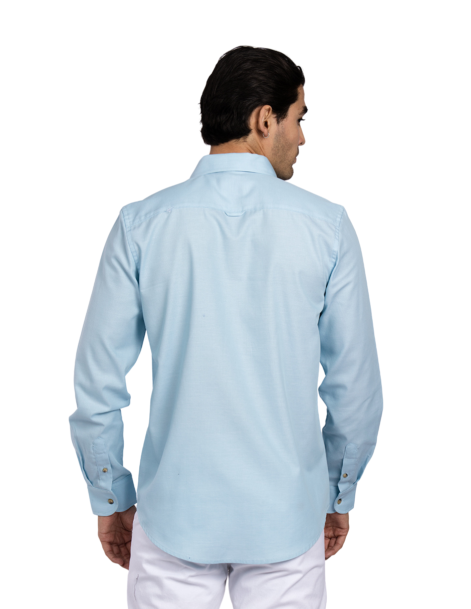 Camisas Para Hombre Manga Larga Essential B51101 Aqua