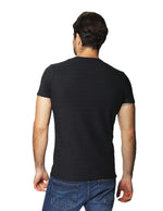 Playeras Para Hombre Manga Corta Relieve Rayas A45302 Negro