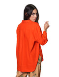 Blusas Camiseras Para Mujer Bobois Moda Casuales Manga Larga Tipo Lino N31109 Naranja