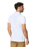 Playeras Polo Para Hombre De Manga Corta Lisa Basica Con Logo Bordado Slim Fit APOLOB Blanco