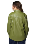 Chamarras Para Mujer Chaqueta Camisola De Piel Vegana Con Bolsas Q33201 Verde