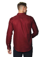 Camisas Para Hombre Manga Larga Con Textura B45200 Vino