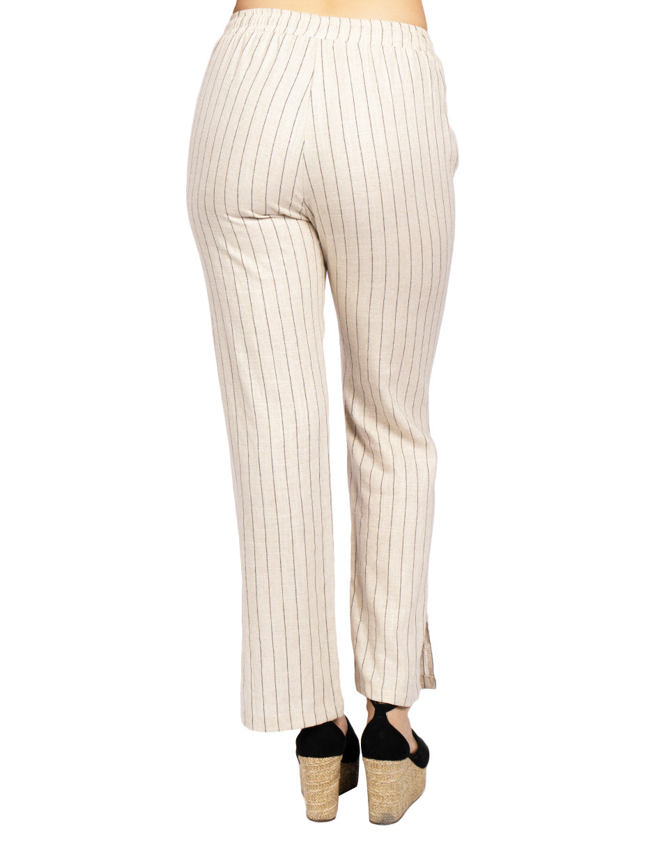 Pantalones Para Mujer Tipo Lino Con Jareta W51100 Avena