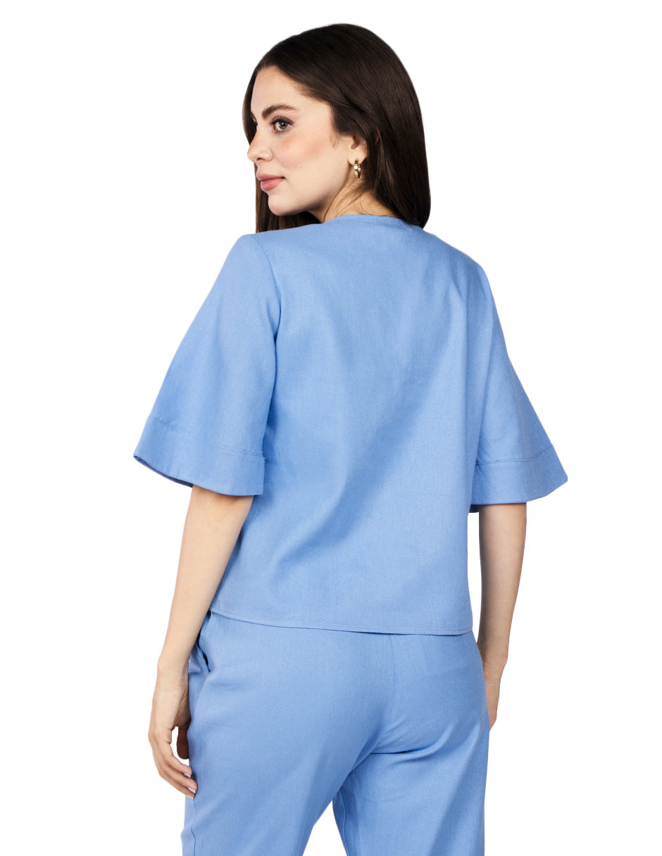 Blusas Para Mujer Oversize Suelta N51102 Azul