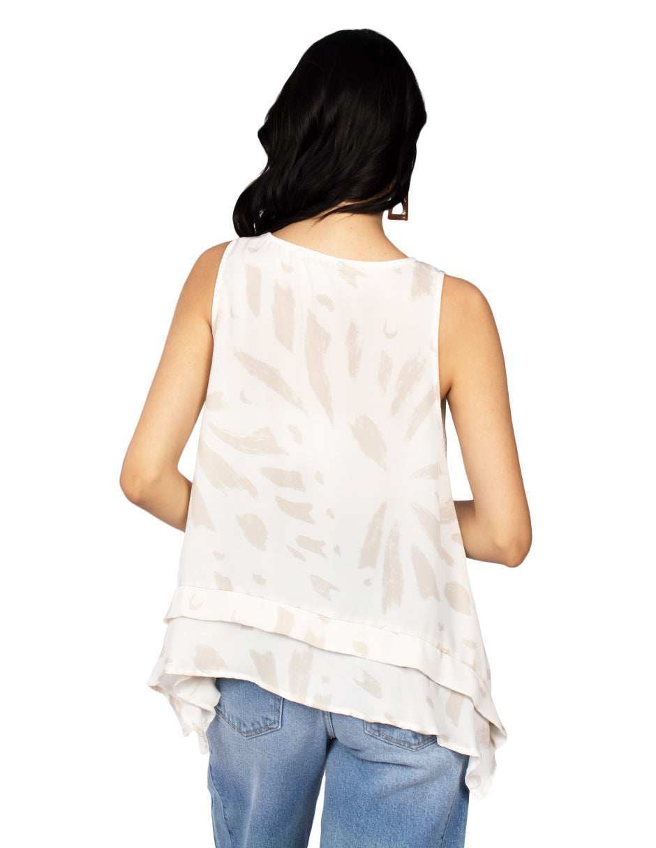 Blusas Para Mujer Translucida Sin Mangas N51121 Hueso