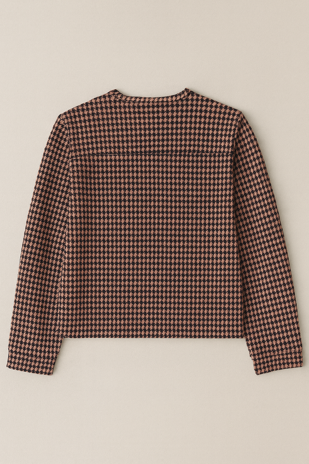 Chamarras Para Mujer Bomber Estampado Pata de Gallo Q53103 Rosa Palo