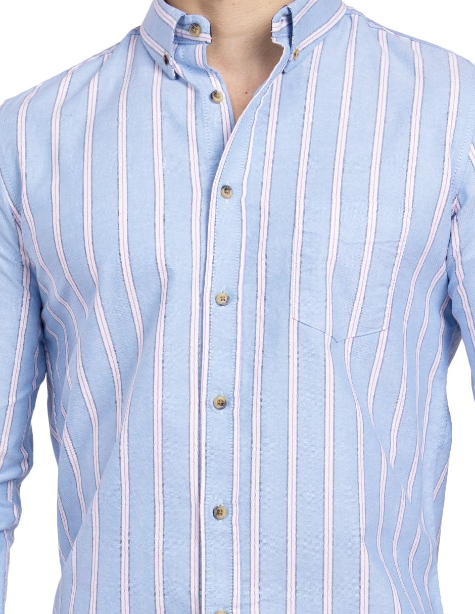 Camisas Para Hombre Regular Fit Oxford B51115 Azul