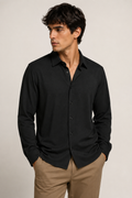 Camisas Para Hombre Piqué De Punto Super Stretch Non Iron B55405 Negro