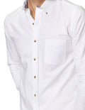 Camisas Para Hombre Bobois Moda Casuales Lisa De Manga Larga Oxford Cuello Americano Regular Fit B41111 Blanco